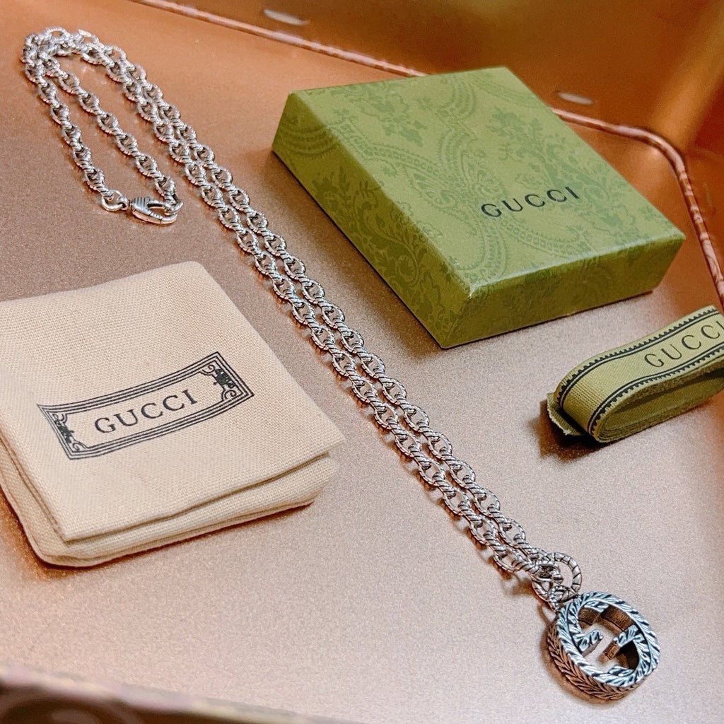 Gucci Anger Forest Interlocking G Antiqued Chain Necklace - album image 4