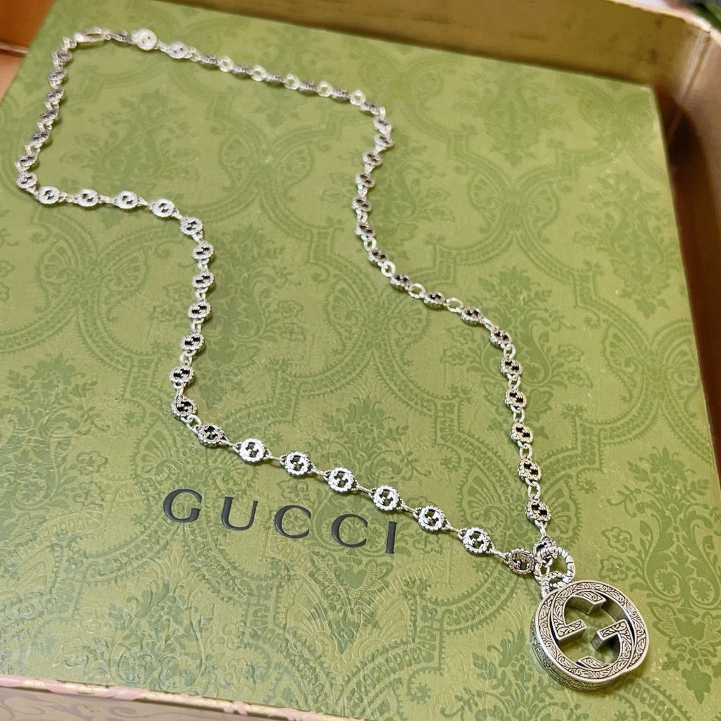 Gucci Anger Forest Interlocking G Antiqued Chain Necklace - album image 1