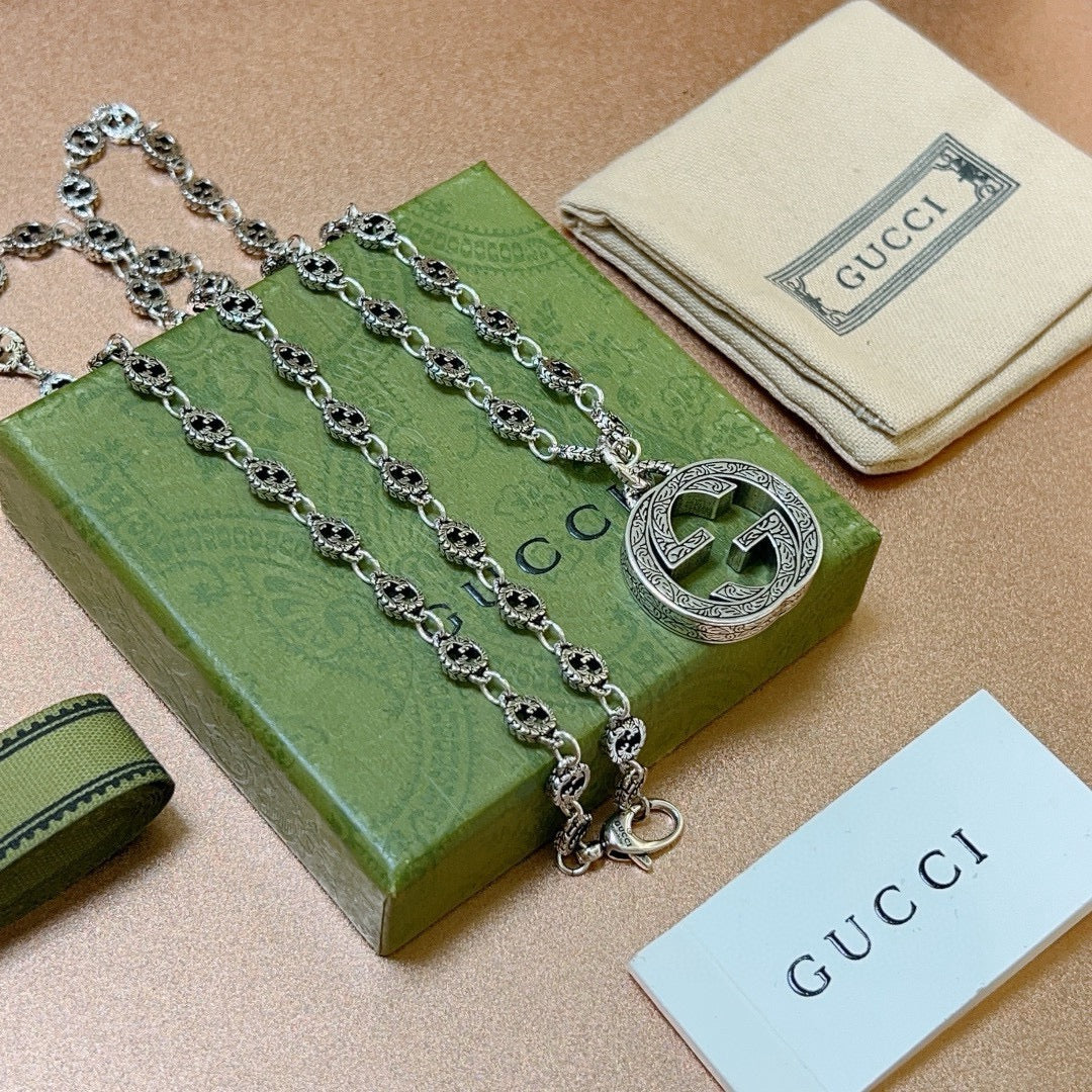Gucci Anger Forest Interlocking G Antiqued Chain Necklace - album image 2