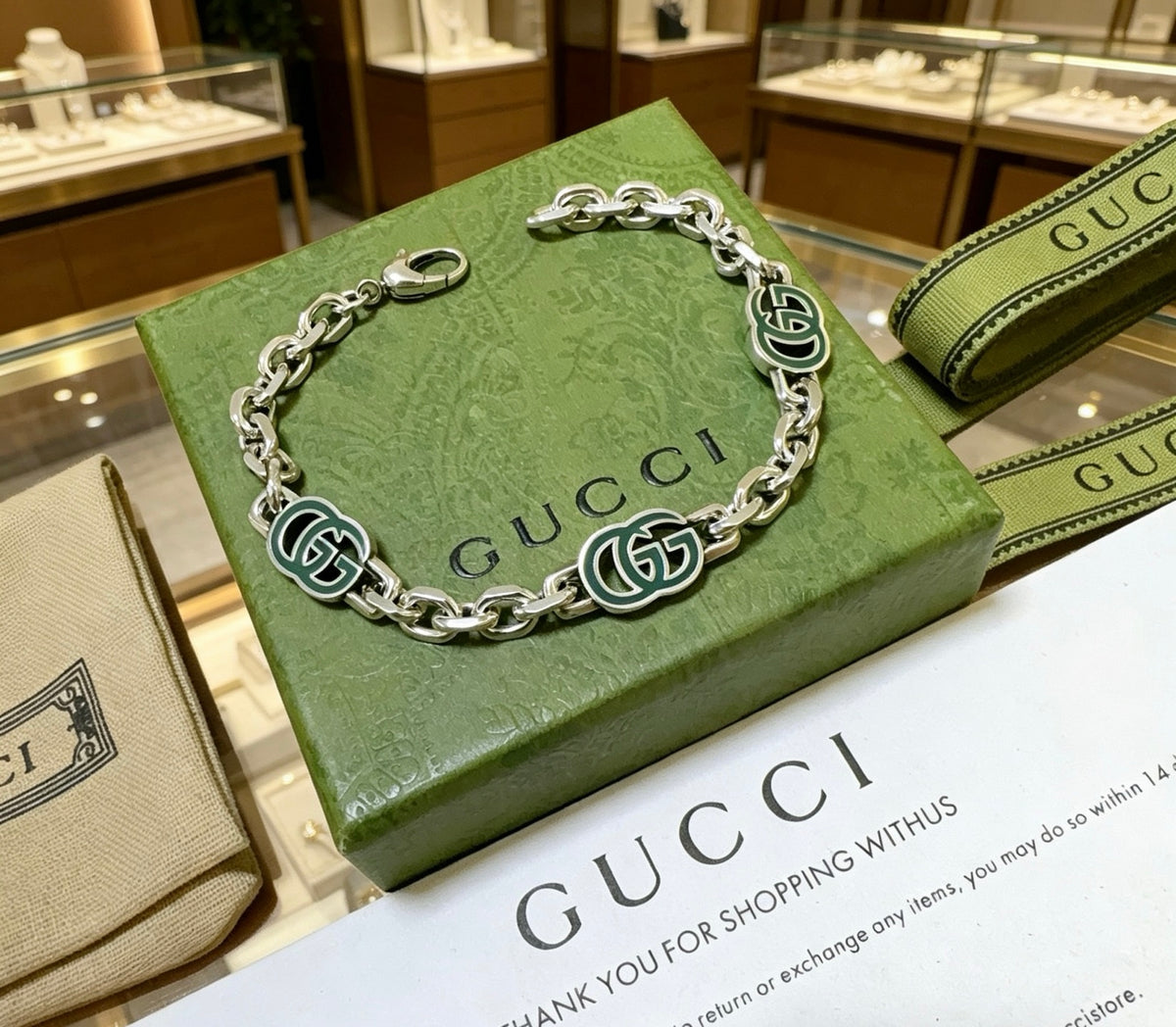 Gucci Silver-Tone GG Medallion Link Bracelet - album image 7