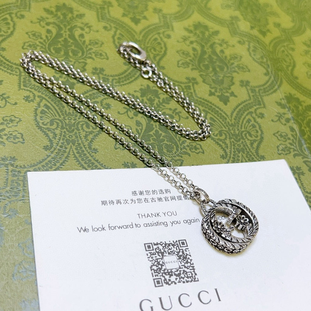 Gucci Anger Forest Interlocking G Antiqued Chain Necklace - album image 2