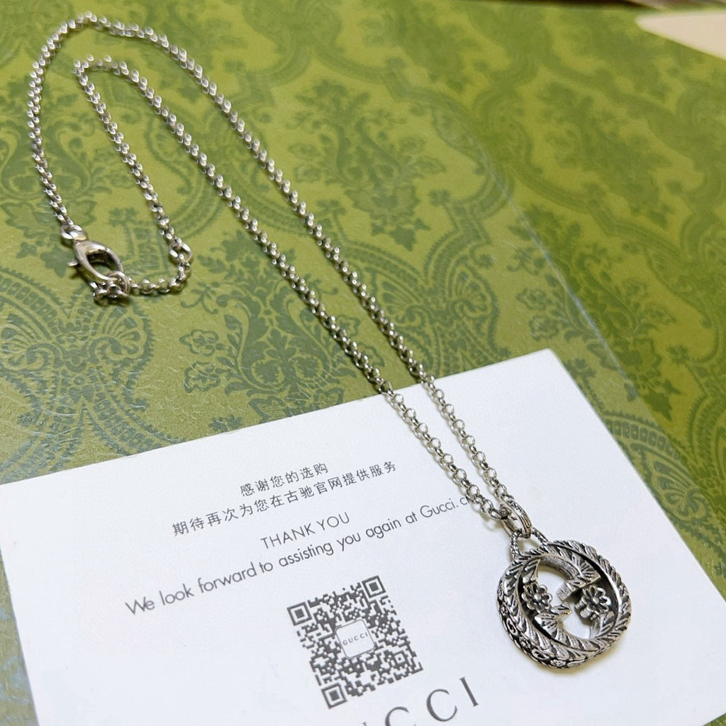 Gucci Anger Forest Interlocking G Antiqued Chain Necklace - album image 1
