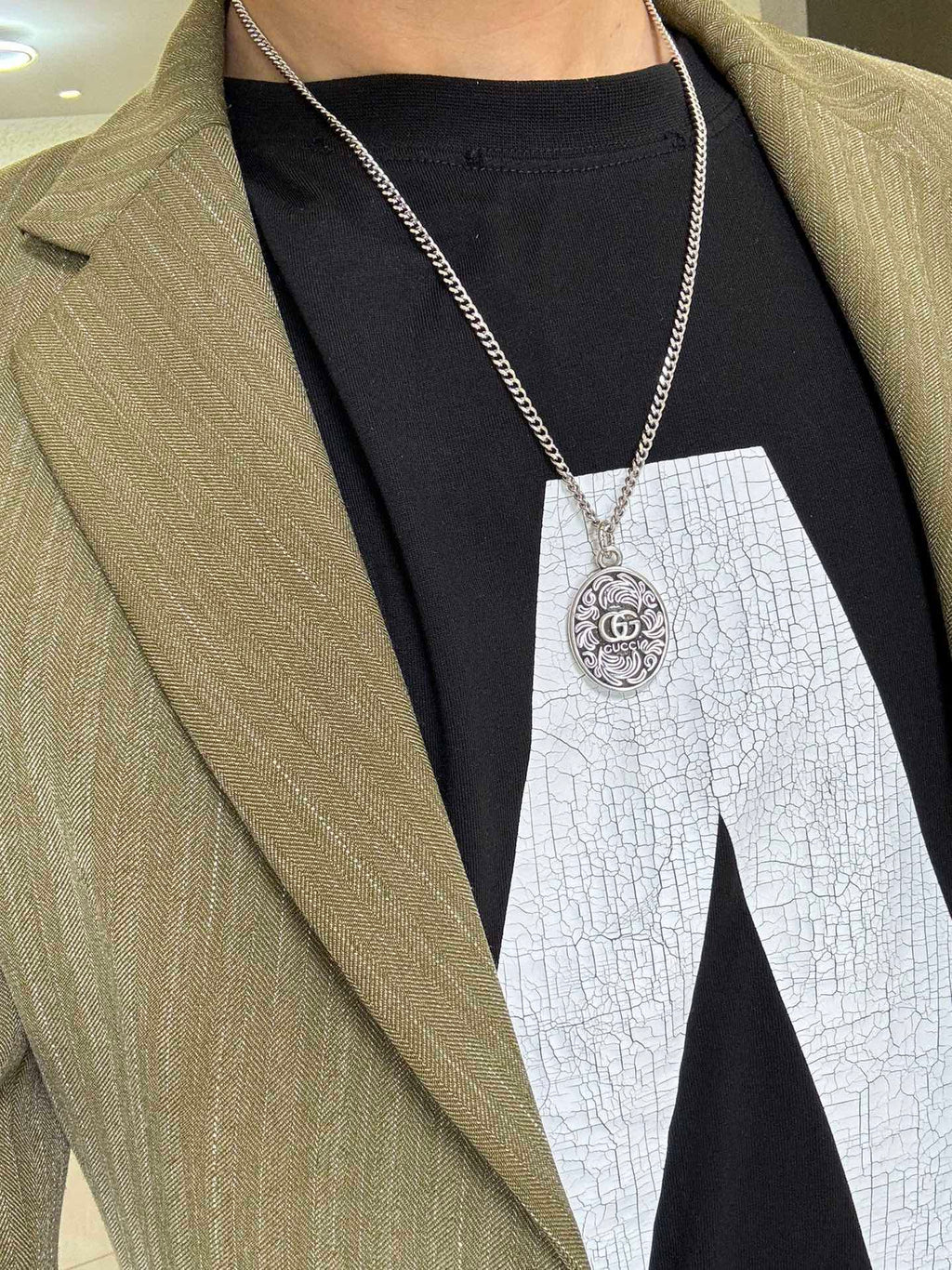 Gucci Anger Forest Interlocking G Antiqued Chain Necklace - album image 3