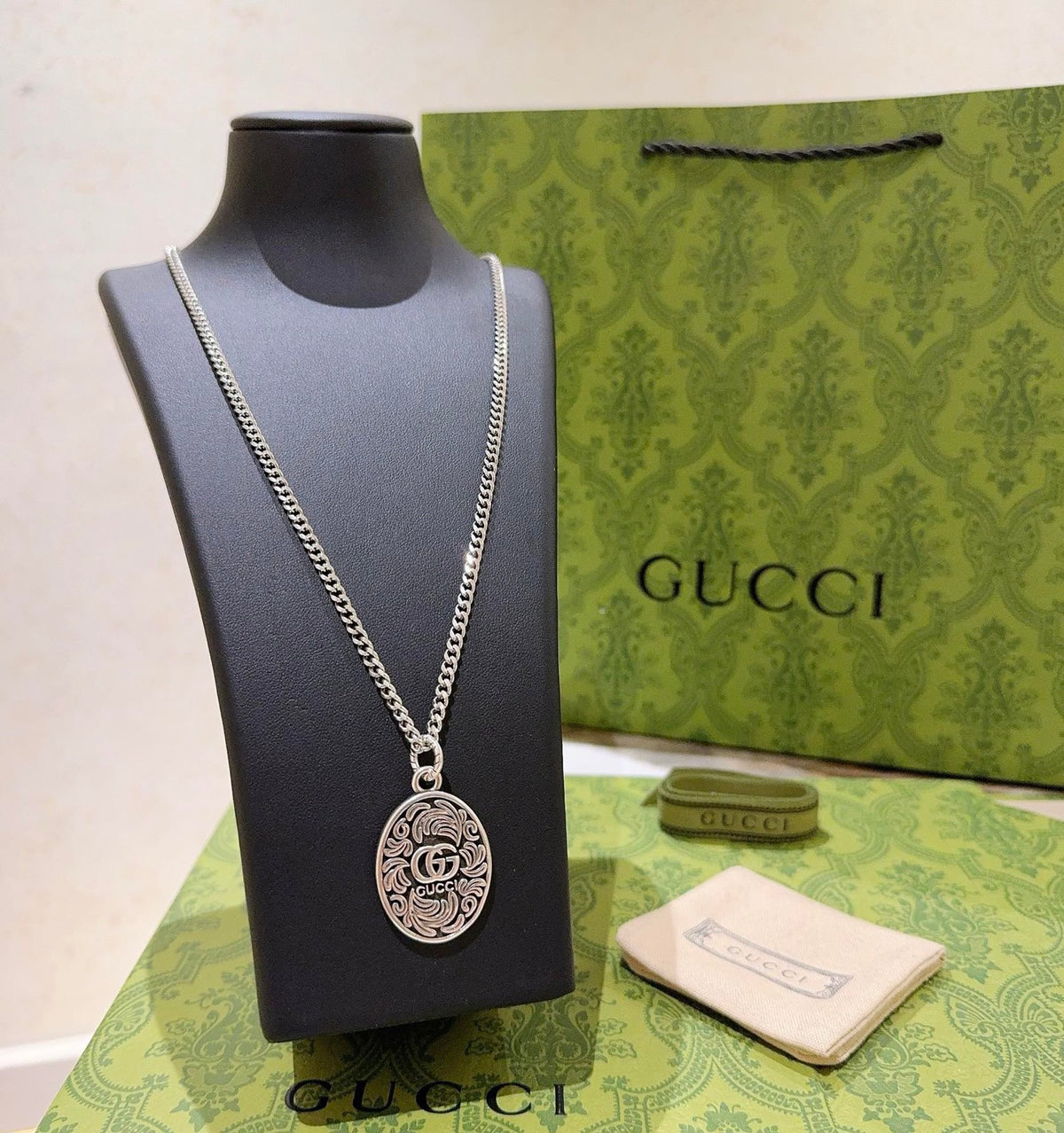 Gucci Anger Forest Interlocking G Antiqued Chain Necklace - album image 4
