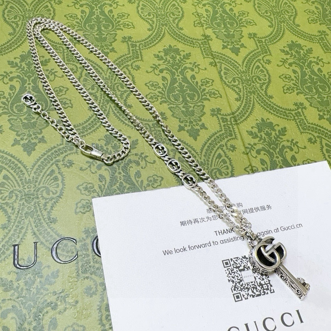 Gucci Anger Forest Interlocking G Antiqued Chain Necklace - album image 4