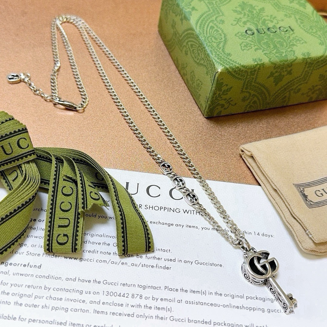 Gucci Anger Forest Interlocking G Antiqued Chain Necklace - album image 2