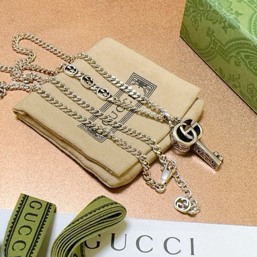Gucci Anger Forest Interlocking G Antiqued Chain Necklace - album image 8