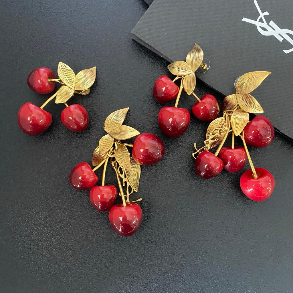 Saint Laurent Red Cherry Drop Earrings - album image 5