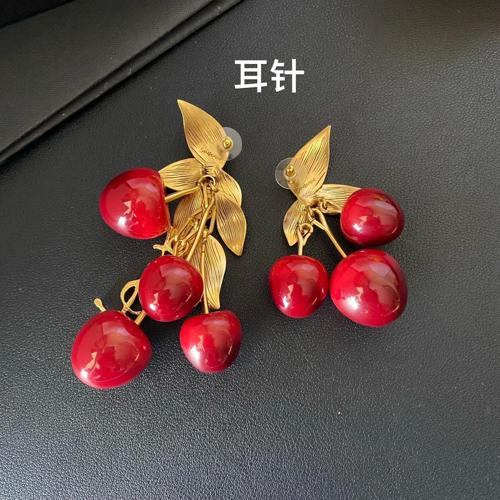 Saint Laurent Red Cherry Drop Earrings - album image 8