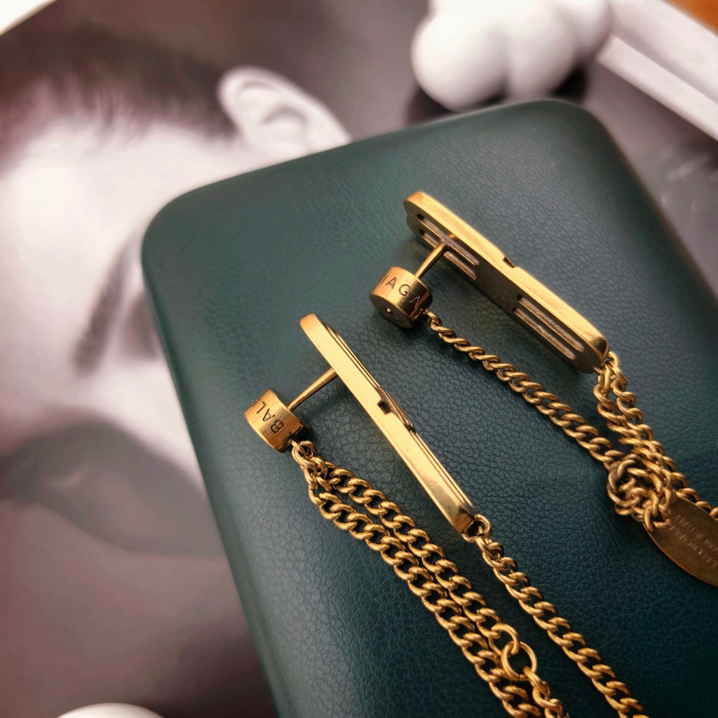 Balenciaga Gold-Tone Long Layered Bar Drop Earrings - album image 3