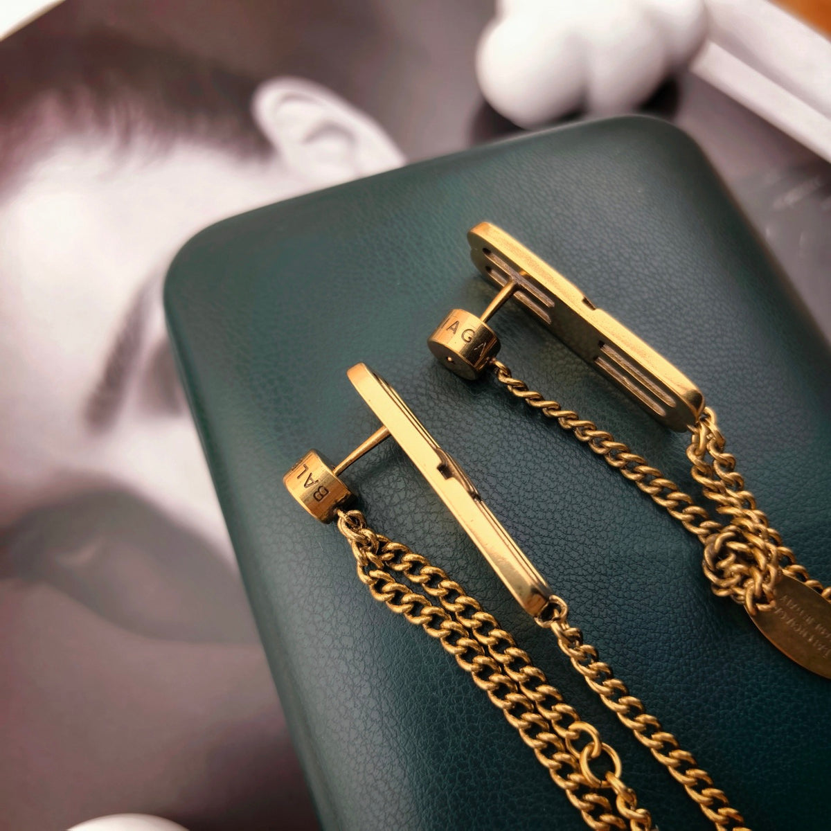 Balenciaga Gold-Tone Long Layered Bar Drop Earrings - album image 3
