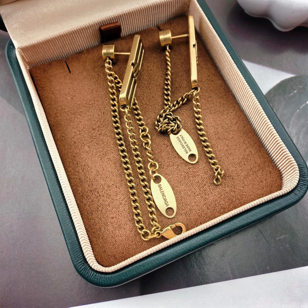Balenciaga Gold-Tone Long Layered Bar Drop Earrings - album image 4