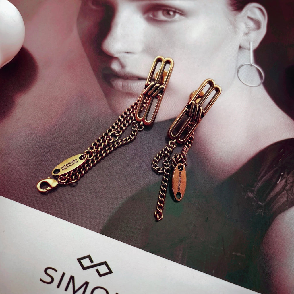 Balenciaga Gold-Tone Long Layered Bar Drop Earrings - album image 6