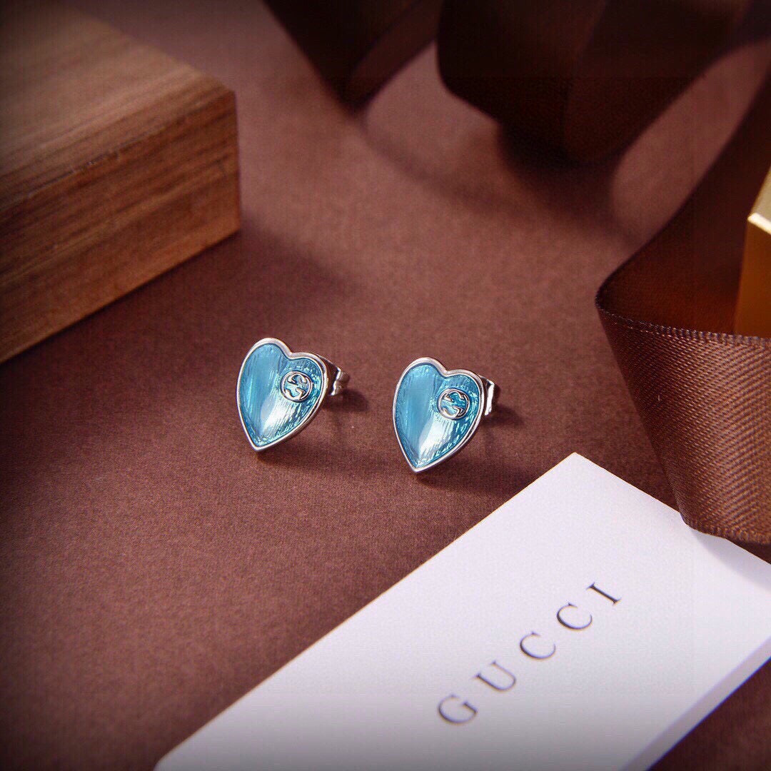 Gucci Gold-Tone Blue Teardrop Crystal Stud Earrings - album image 1