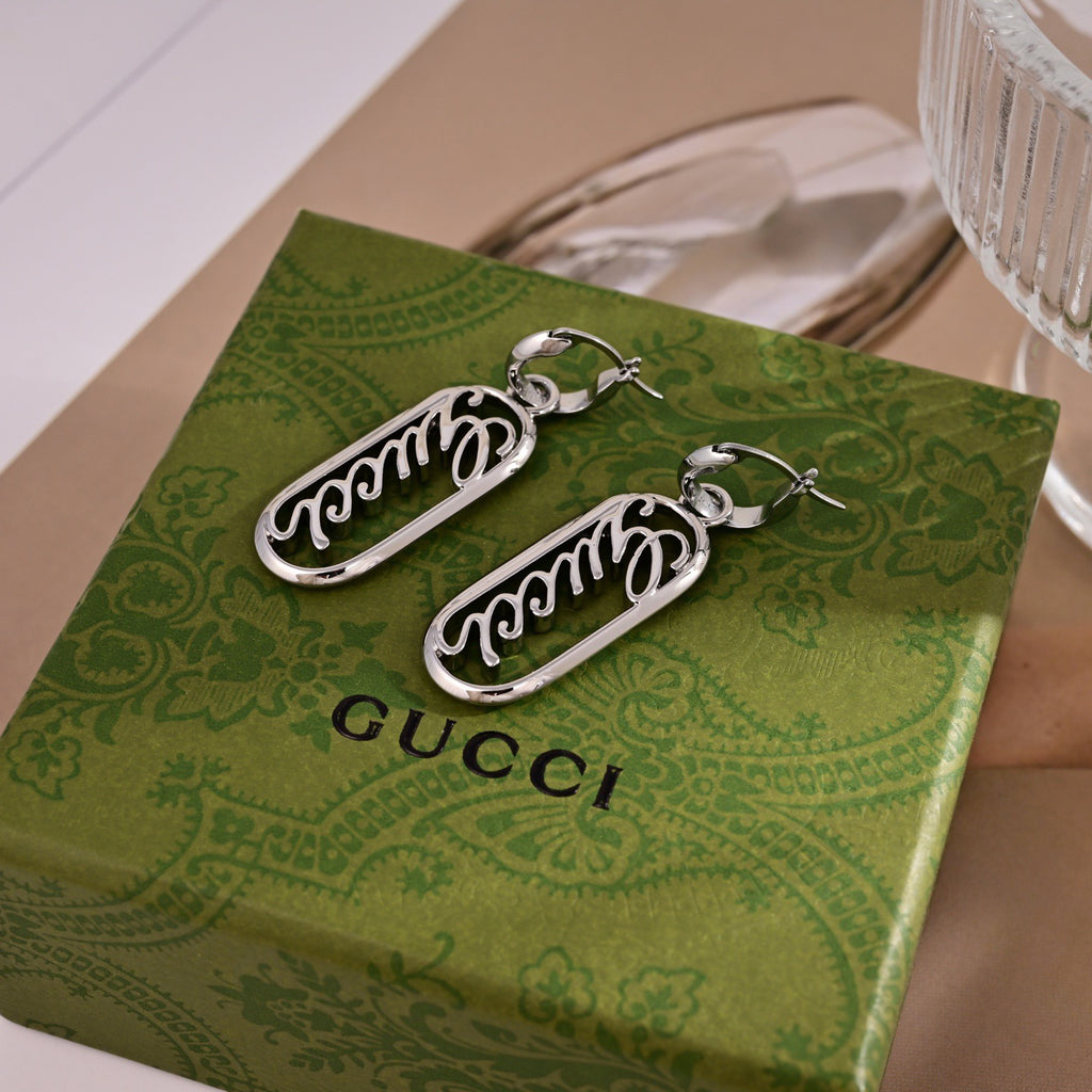 Gucci Silver-Tone Long Leaf Drop Earrings - album image 6