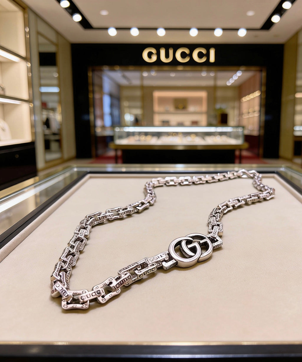 Gucci Anger Forest Interlocking G Antiqued Chain Necklace - album image 5