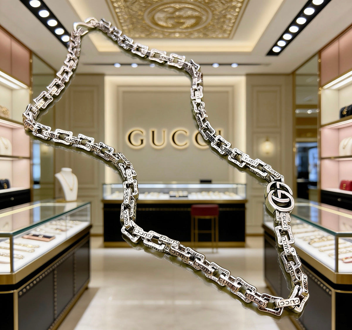 Gucci Anger Forest Interlocking G Antiqued Chain Necklace - album image 7