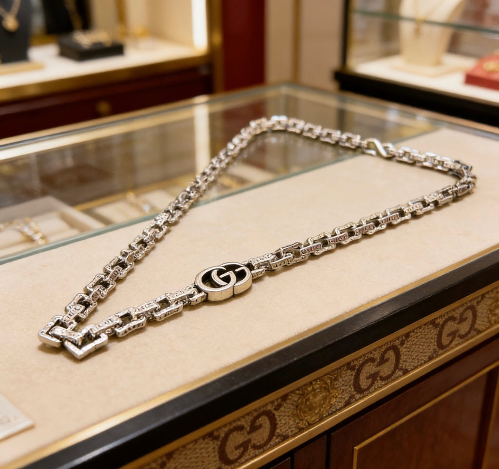 Gucci Anger Forest Interlocking G Antiqued Chain Necklace - album image 1