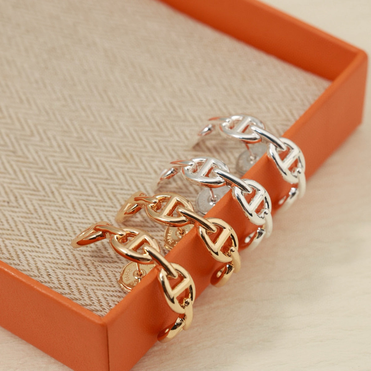 Hermès Silver-Tone Open Anchor-Link Ring - album image 3