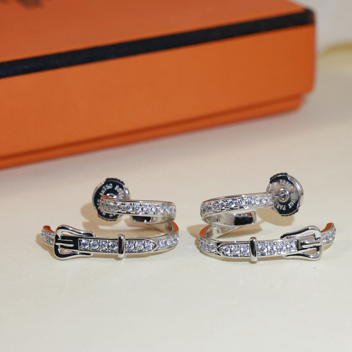 Hermès Silver-Tone Crystal Hoop Earrings - album image 6