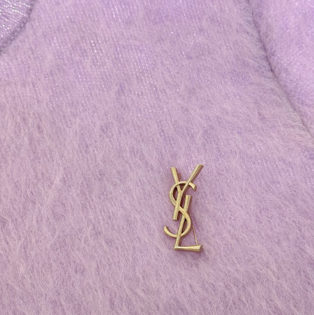 Saint Laurent Gold-Tone Open Monogram Brooch - album image 4
