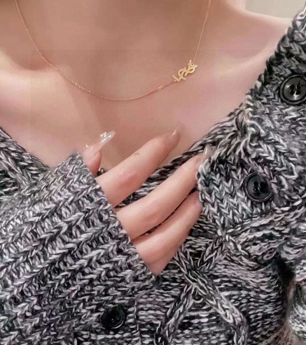 Saint Laurent Gold-Tone Monogram Pendant Necklace - album image 7