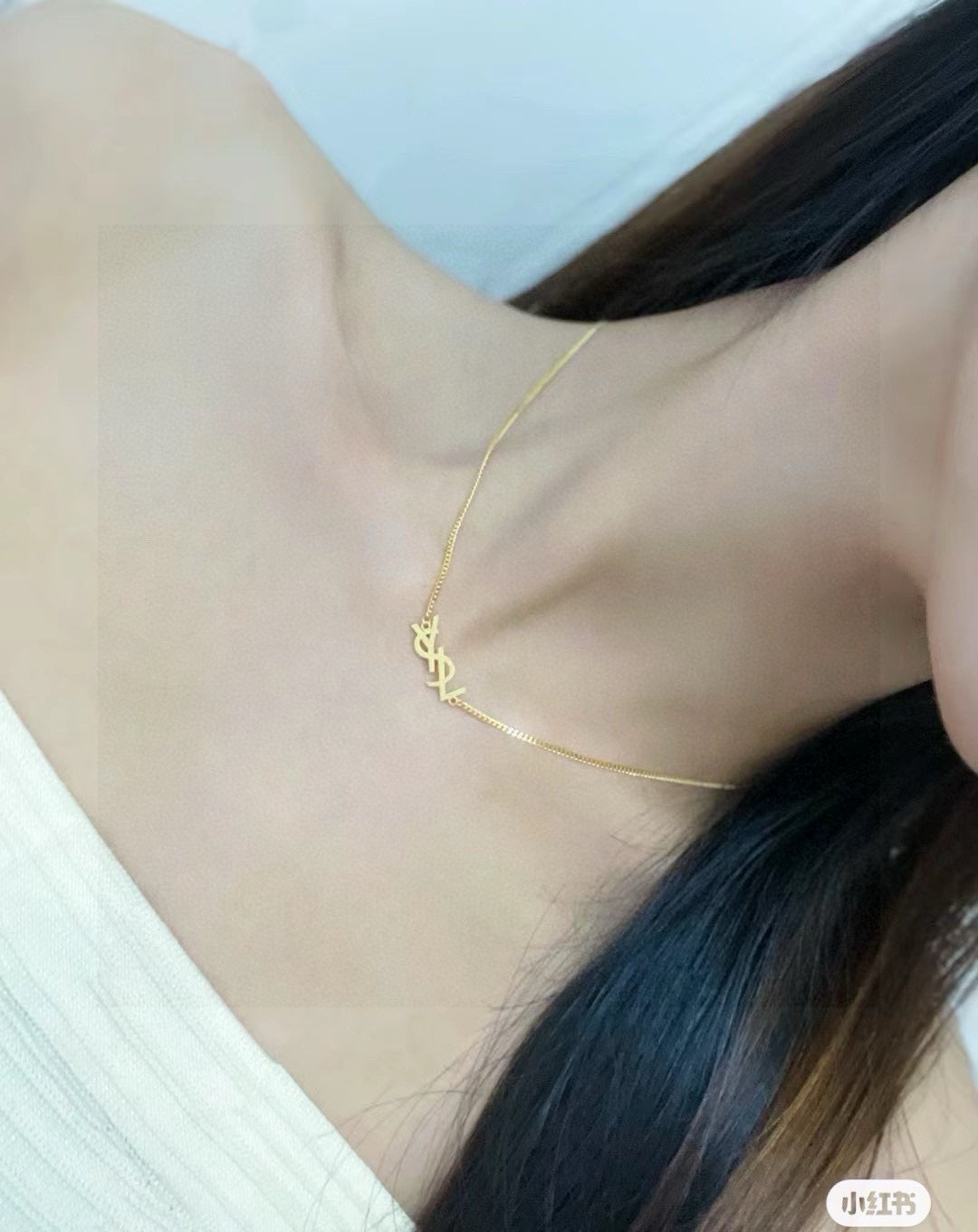 Saint Laurent Gold-Tone Monogram Pendant Necklace - album image 6