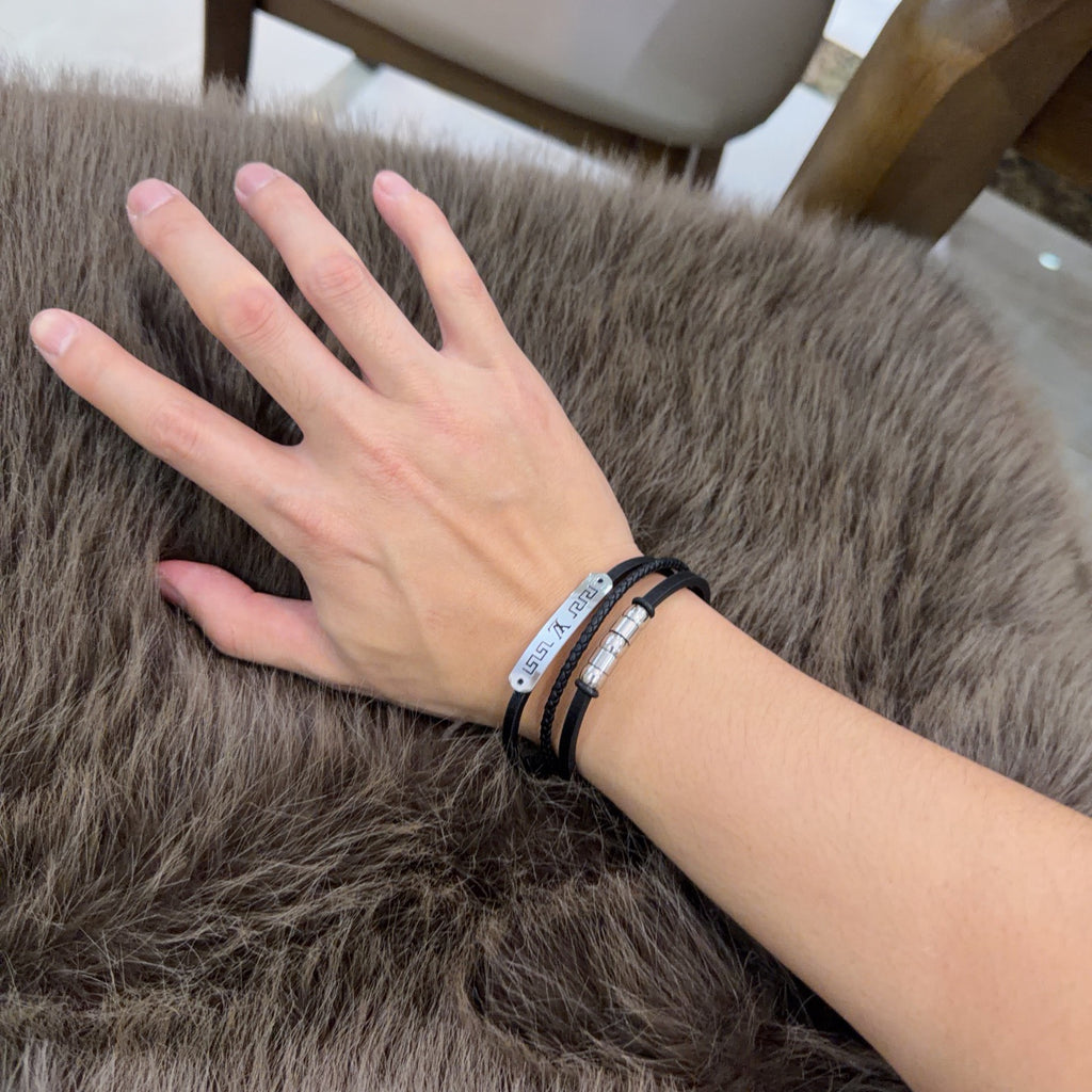 Louis Vuitton Blue Antiqued Leather Chain Bracelet - album image 8