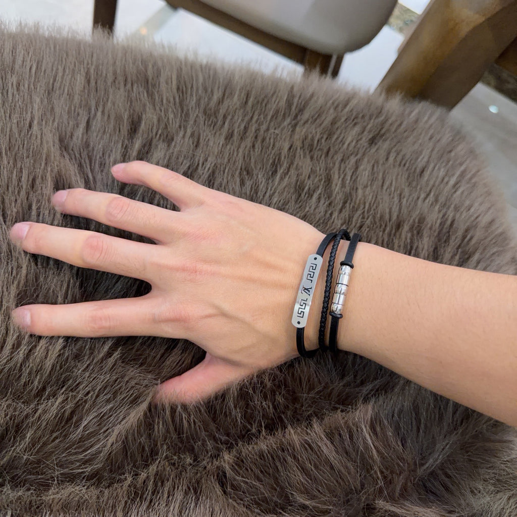 Louis Vuitton Blue Antiqued Leather Chain Bracelet - album image 9