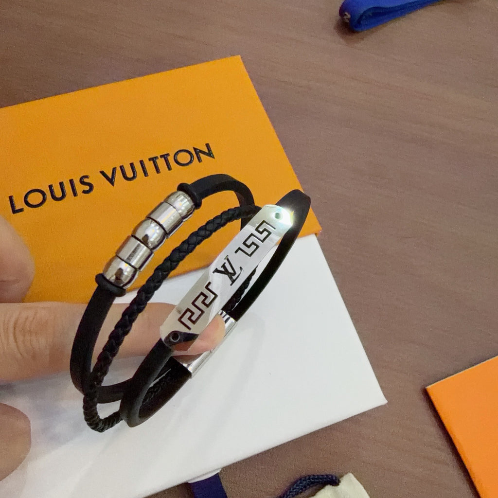 Louis Vuitton Blue Antiqued Leather Chain Bracelet - album image 1