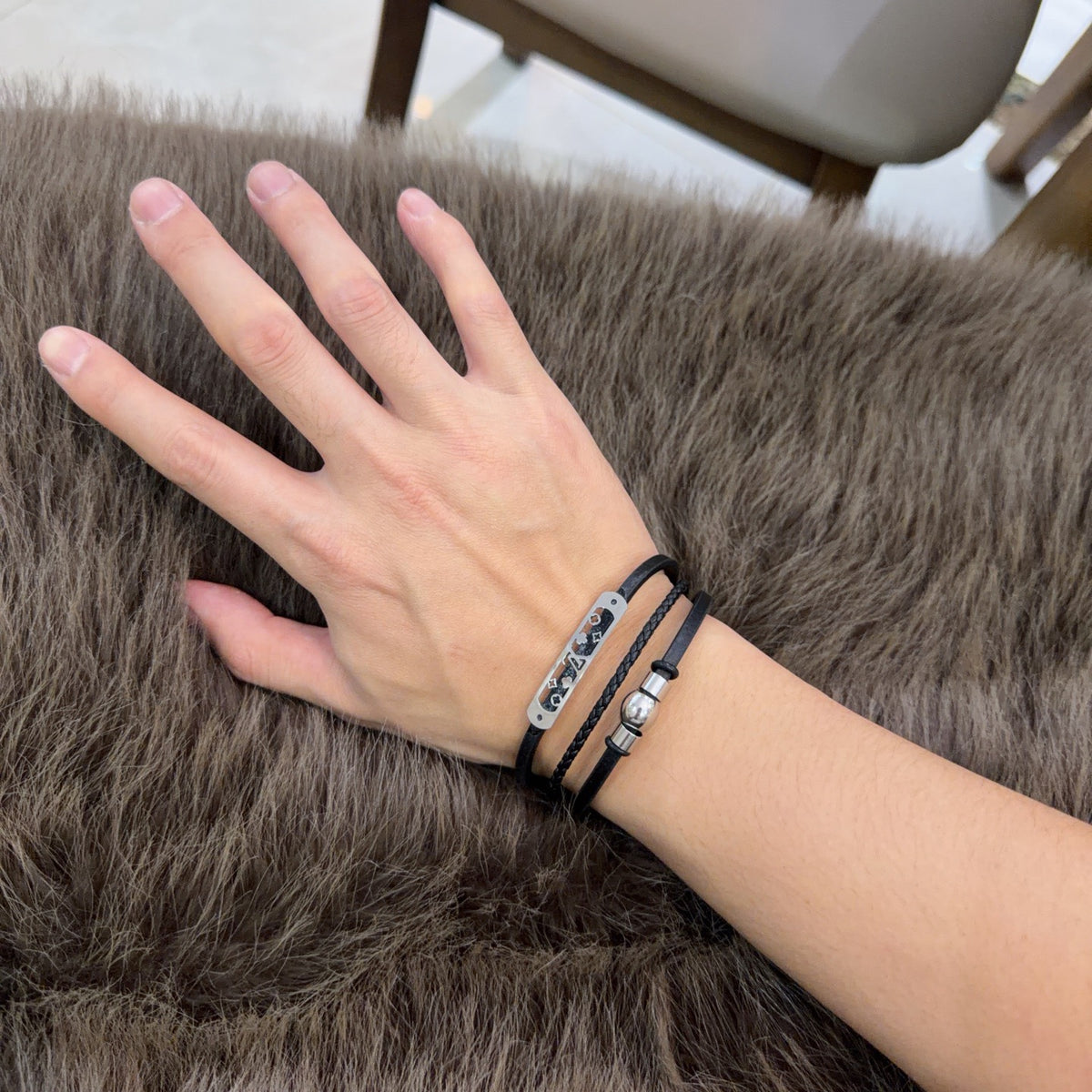 Louis Vuitton Blue Antiqued Leather Chain Bracelet - album image 4