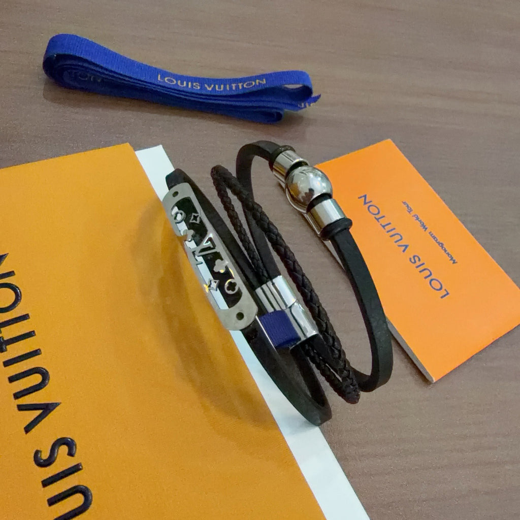 Louis Vuitton Blue Antiqued Leather Chain Bracelet - album image 1