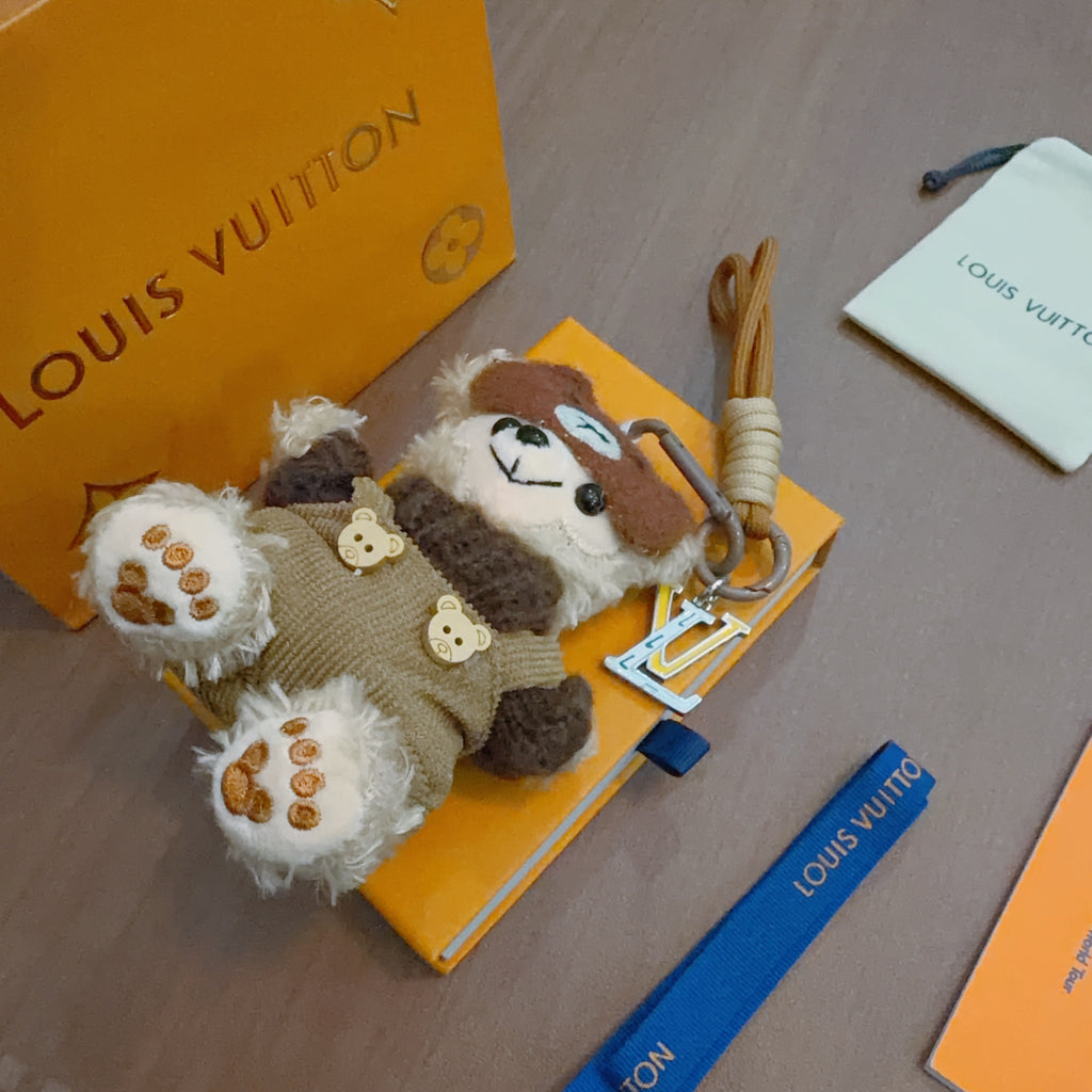 Louis Vuitton Brown Plush Character Keychain with Cap - album image 2