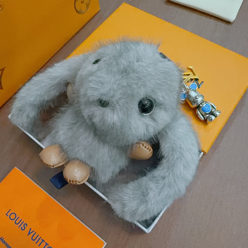 Louis Vuitton Gray Long-Eared Plush Animal Keychain - album image 2