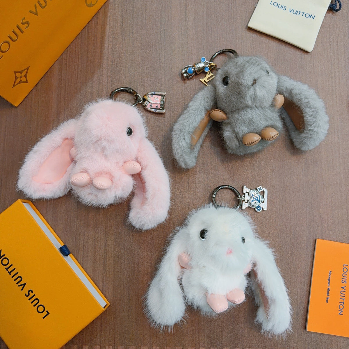Louis Vuitton Pink Long-Eared Plush Animal Keychain - album image 7