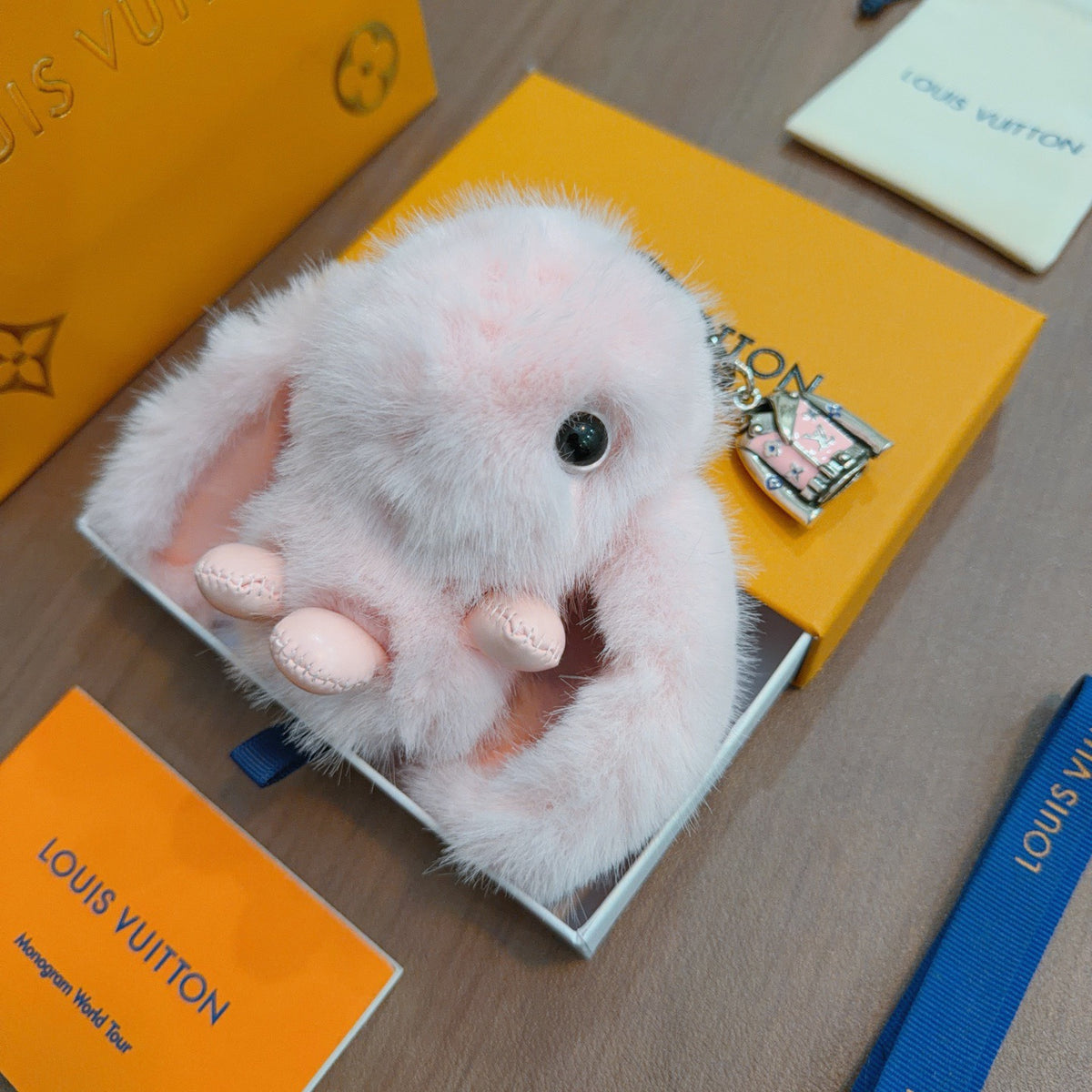Louis Vuitton Pink Long-Eared Plush Animal Keychain - album image 1