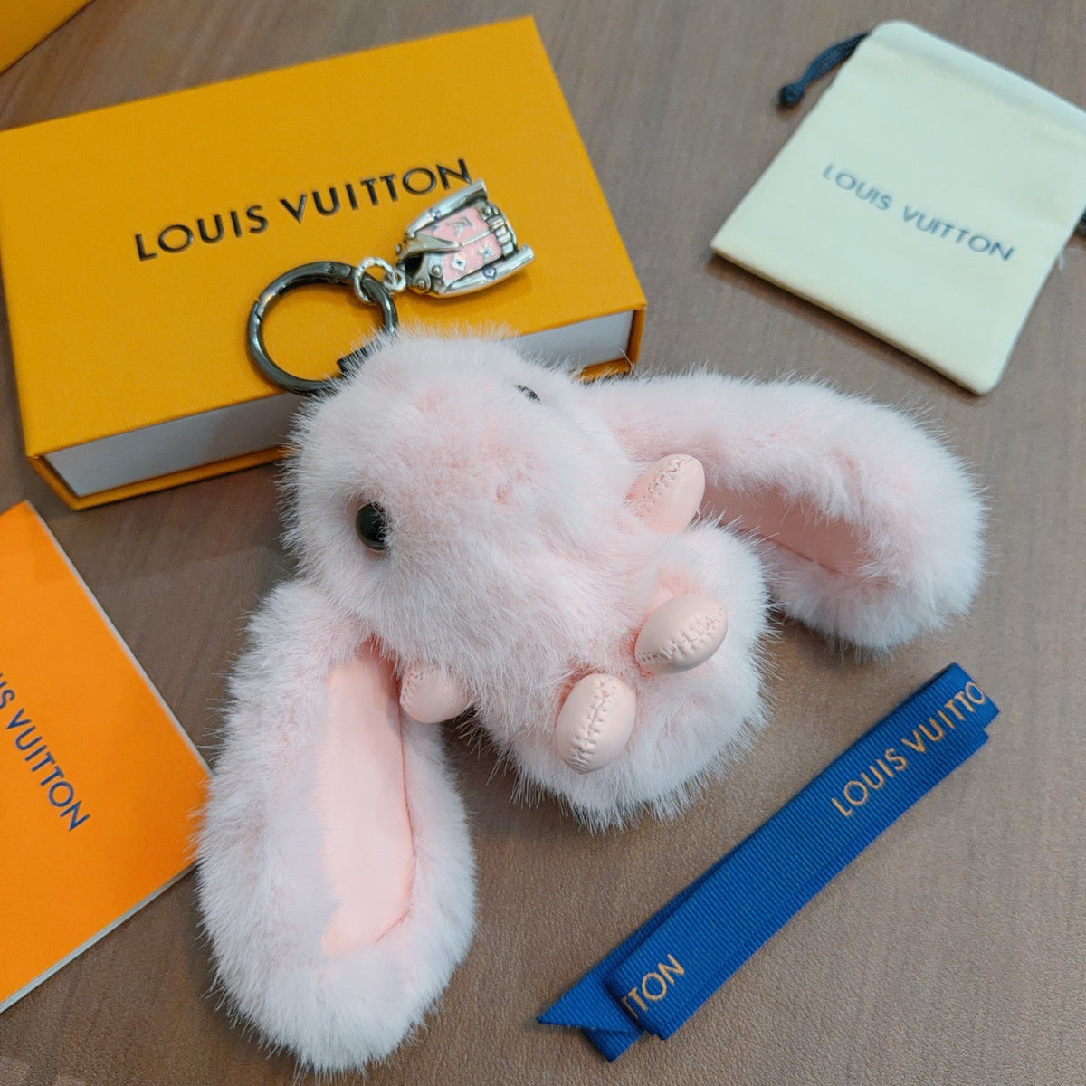 Louis Vuitton Pink Long-Eared Plush Animal Keychain - album image 3