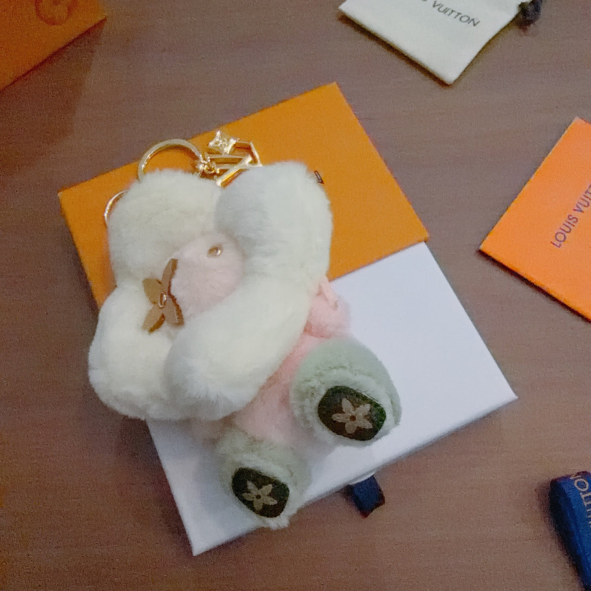 Louis Vuitton White Furry Animal Keychain - album image 1