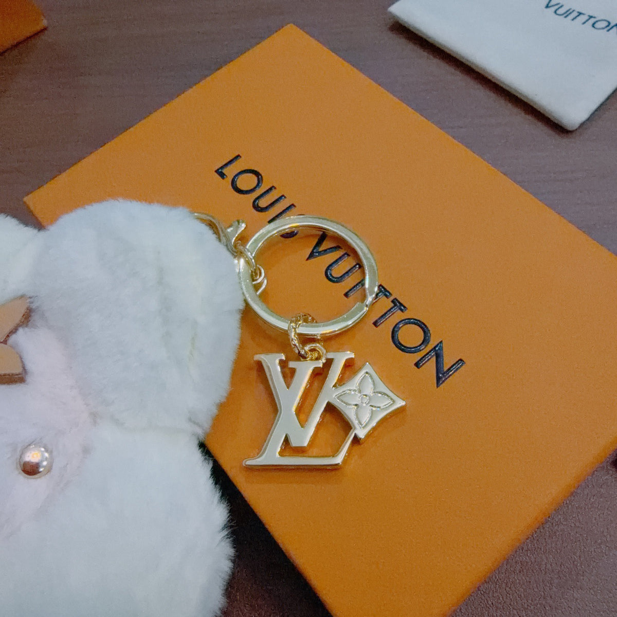 Louis Vuitton White Furry Animal Keychain - album image 5