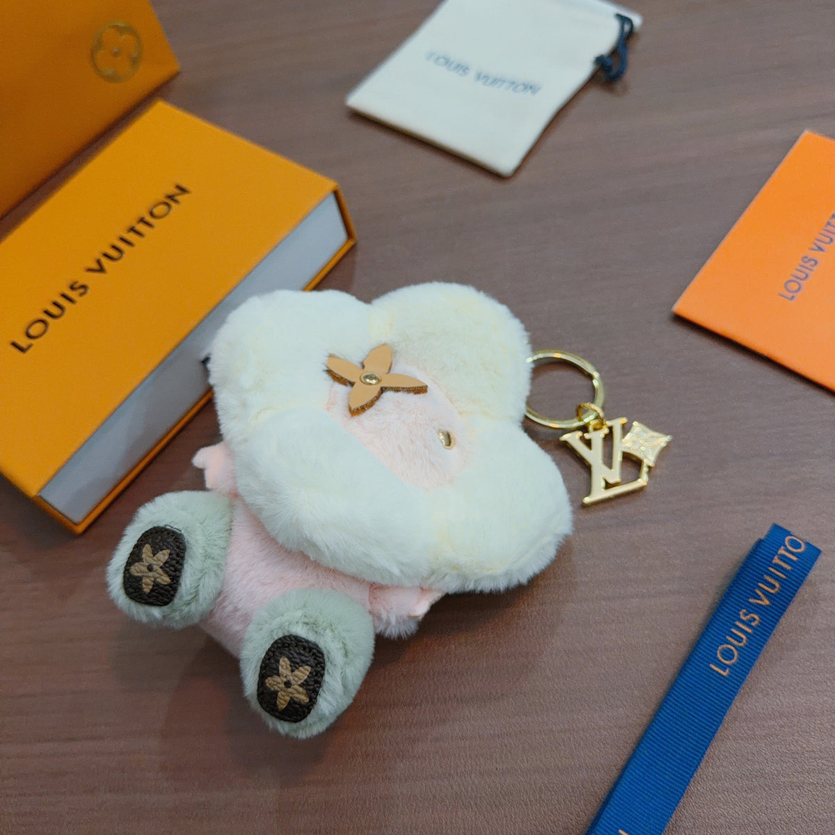 Louis Vuitton White Furry Animal Keychain - album image 3