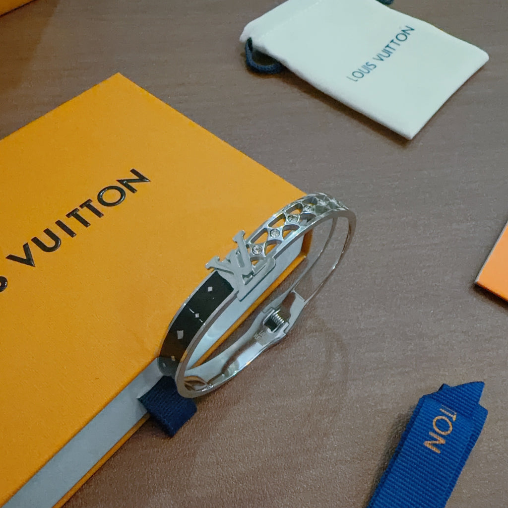 Louis Vuitton Silver-Tone Engraved Open Bangle - album image 7