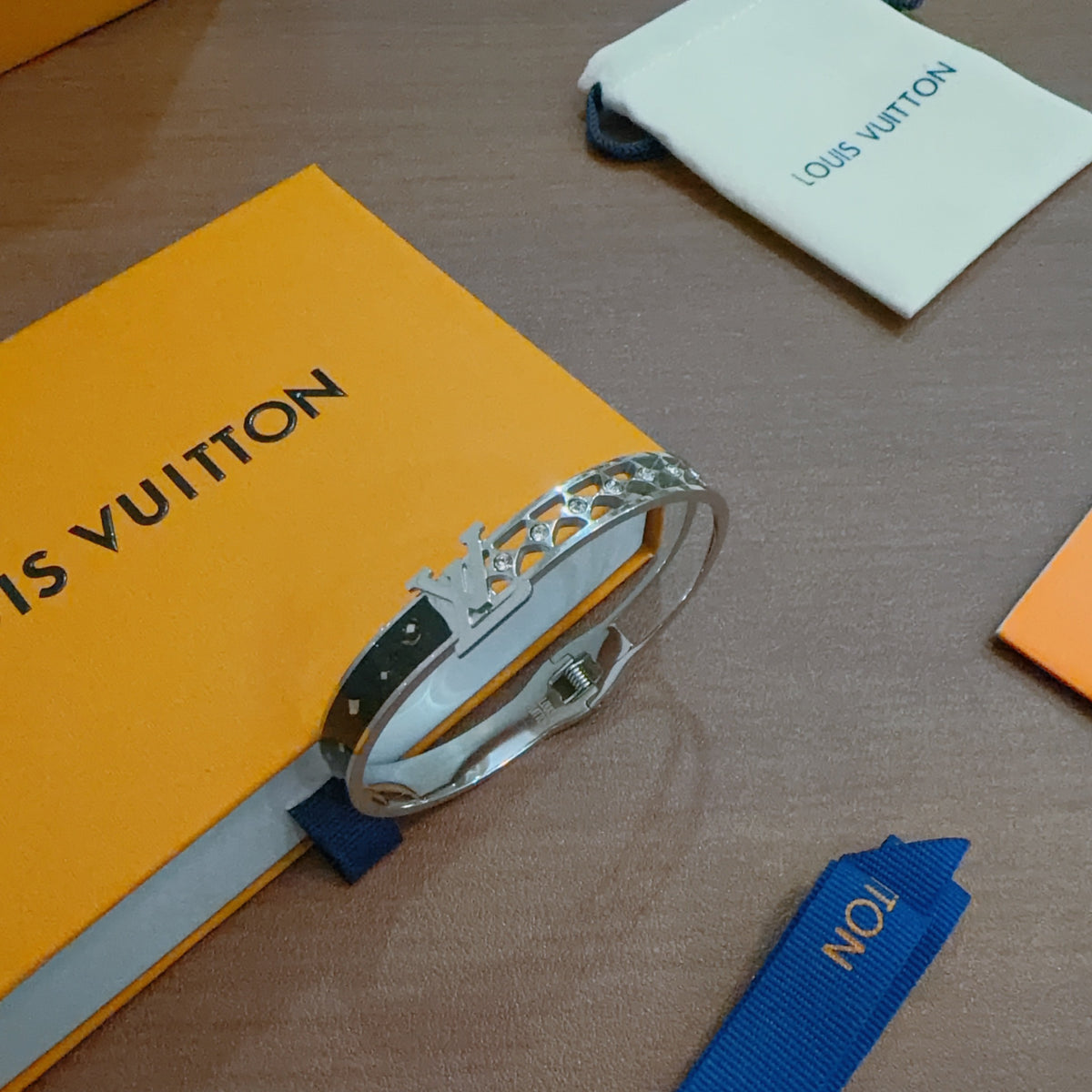 Louis Vuitton Silver-Tone Engraved Open Bangle - album image 4