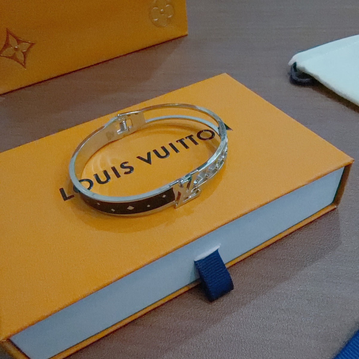 Louis Vuitton Silver-Tone Engraved Open Bangle - album image 3