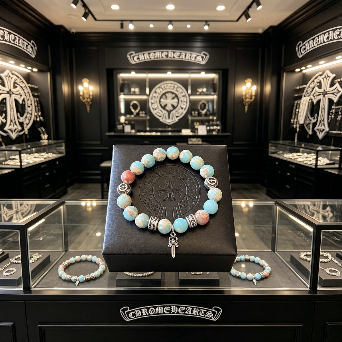 Chrome Hearts Pastel Blue and White Charm Bracelet - album image 1