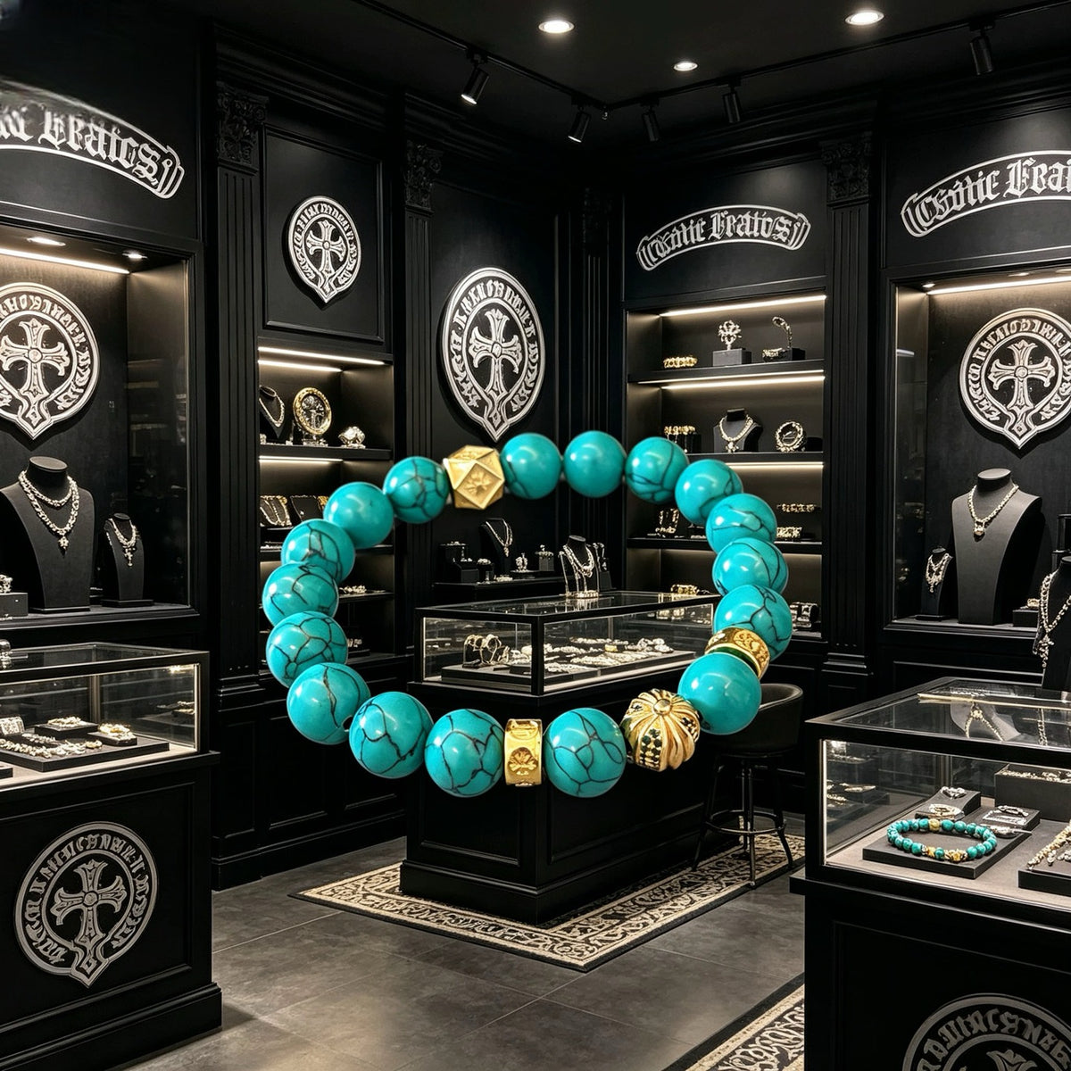 Chrome Hearts Turquoise Bead Double-Strand Bracelet - album image 1