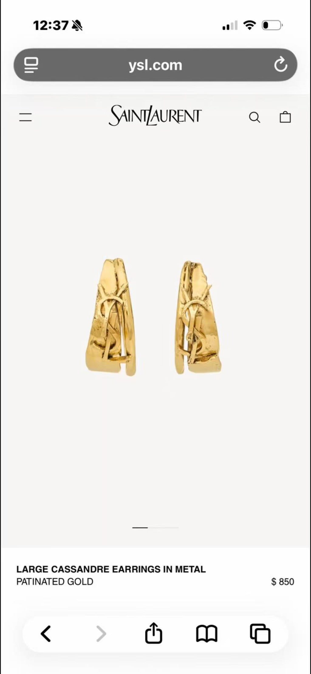 Saint Laurent Gold-Tone Monogram Hoop Earrings - album image 1