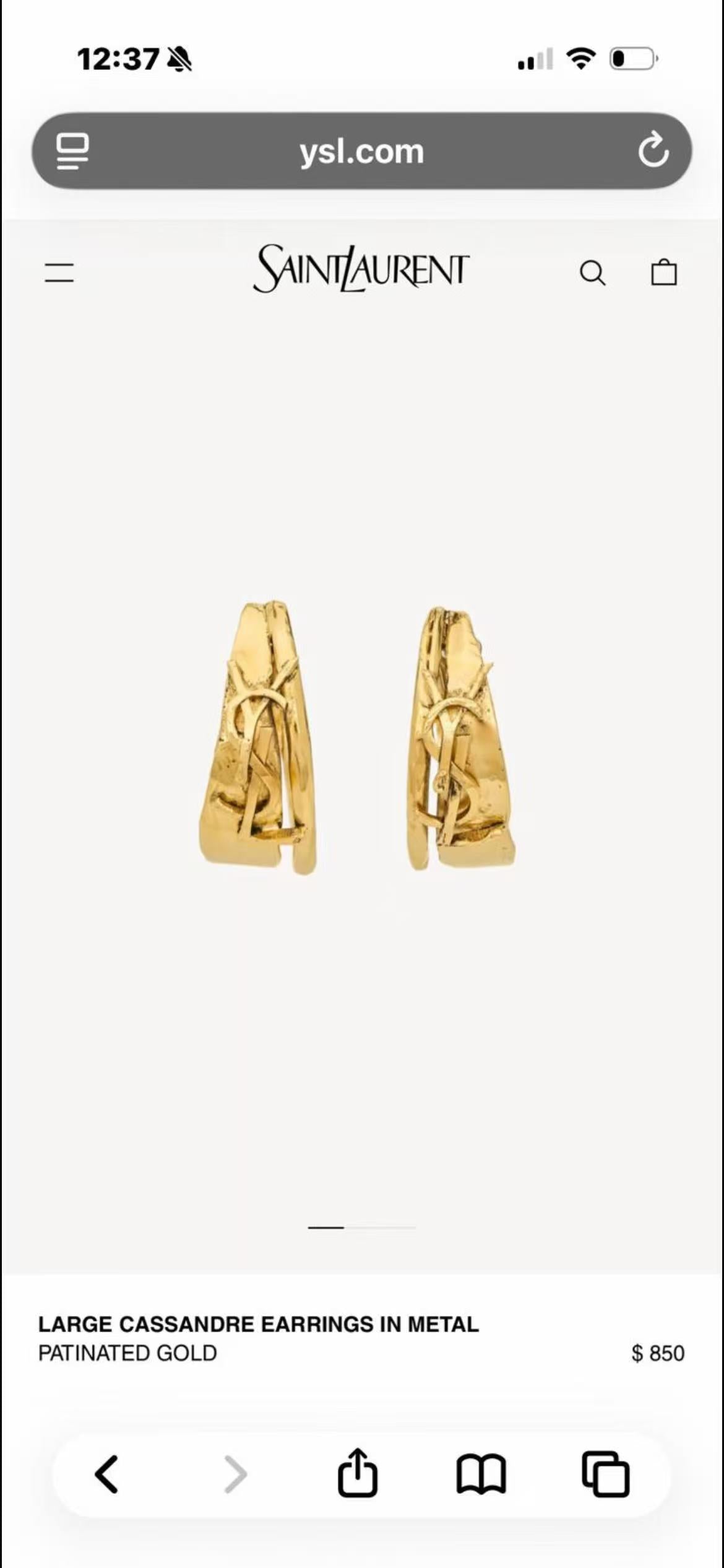 Saint Laurent Gold-Tone Monogram Hoop Earrings - album image 1