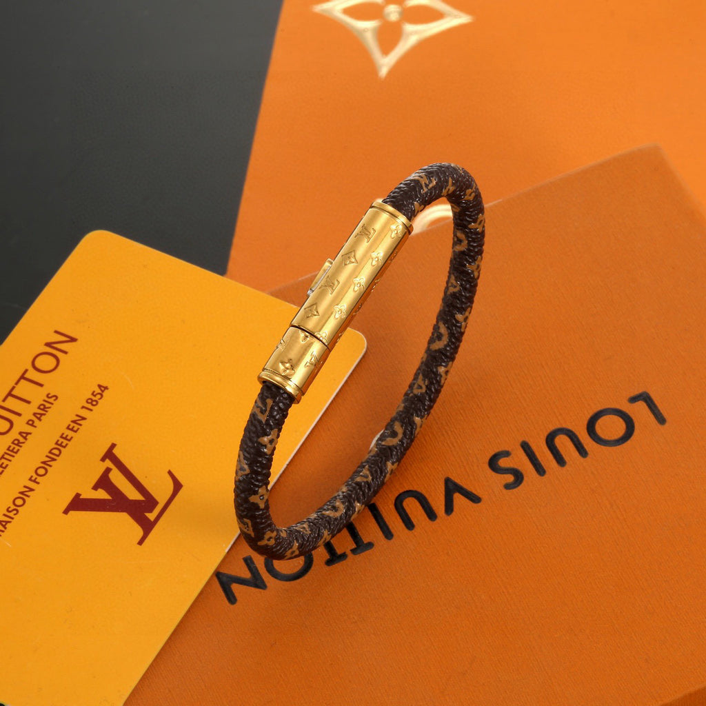 Louis Vuitton Circle Gold-Tone Leather Bracelet - album image 1