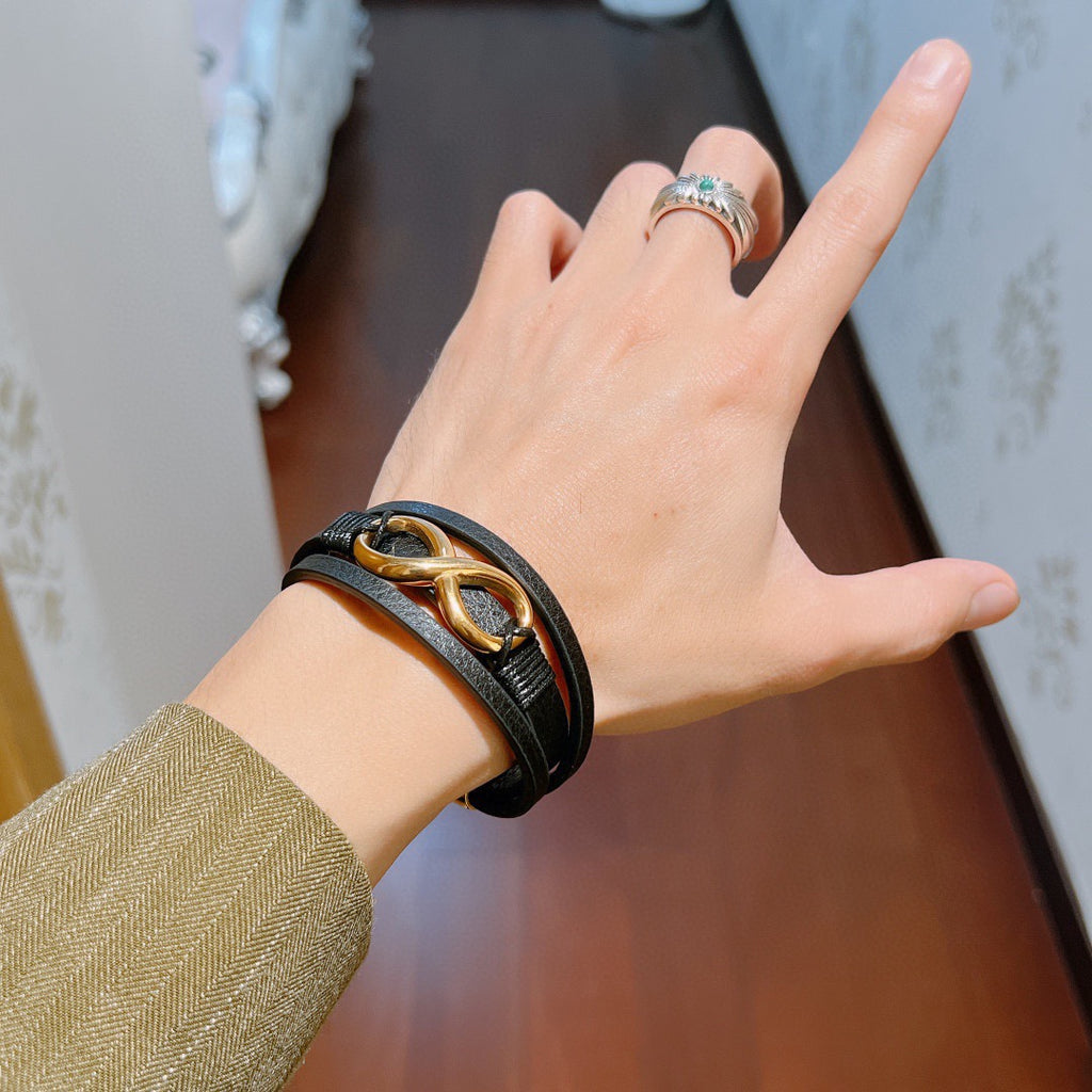 Gucci Anger Forest Interlocking G Antique Silver-Tone Silver-Tone Antiqued Leather Bracelet - album image 6