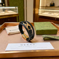 Gucci Anger Forest Interlocking G Antique Silver-Tone Silver-Tone Antiqued Leather Bracelet - album image 1